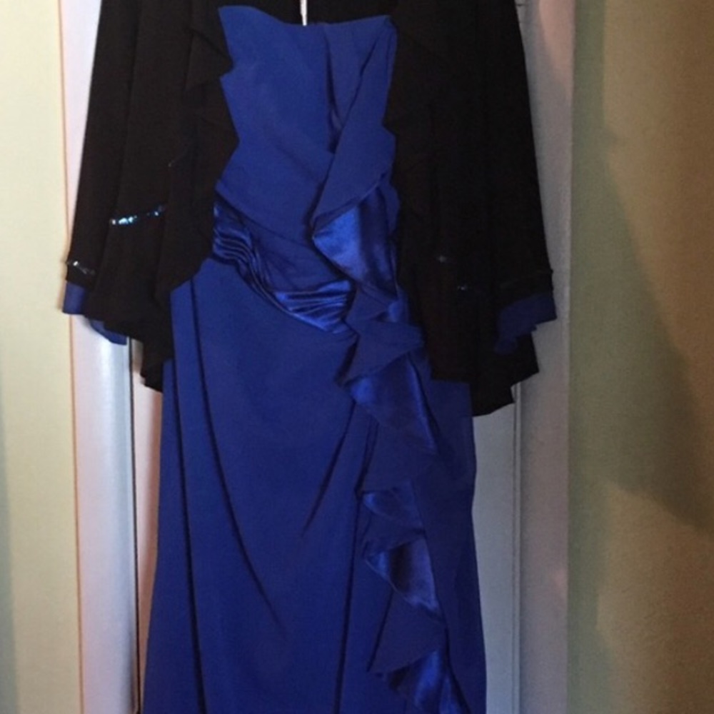 Strapless hi low gown with custom made jacket